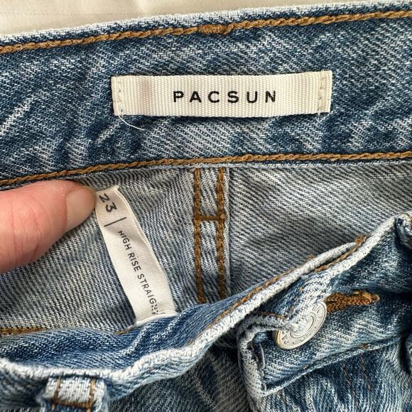 PacSun Eco Checkerboard High Waisted Straight Leg Jeans 100% Cotton SIze 23x26 - Picture 7 of 8